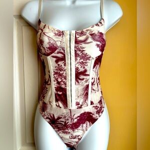 1950’s Blush Toile Design One Piece Bodysuit
